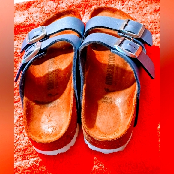 Birkenstock Blue colbalt leather size 8 sandals with double design straps - Picture 5 of 9